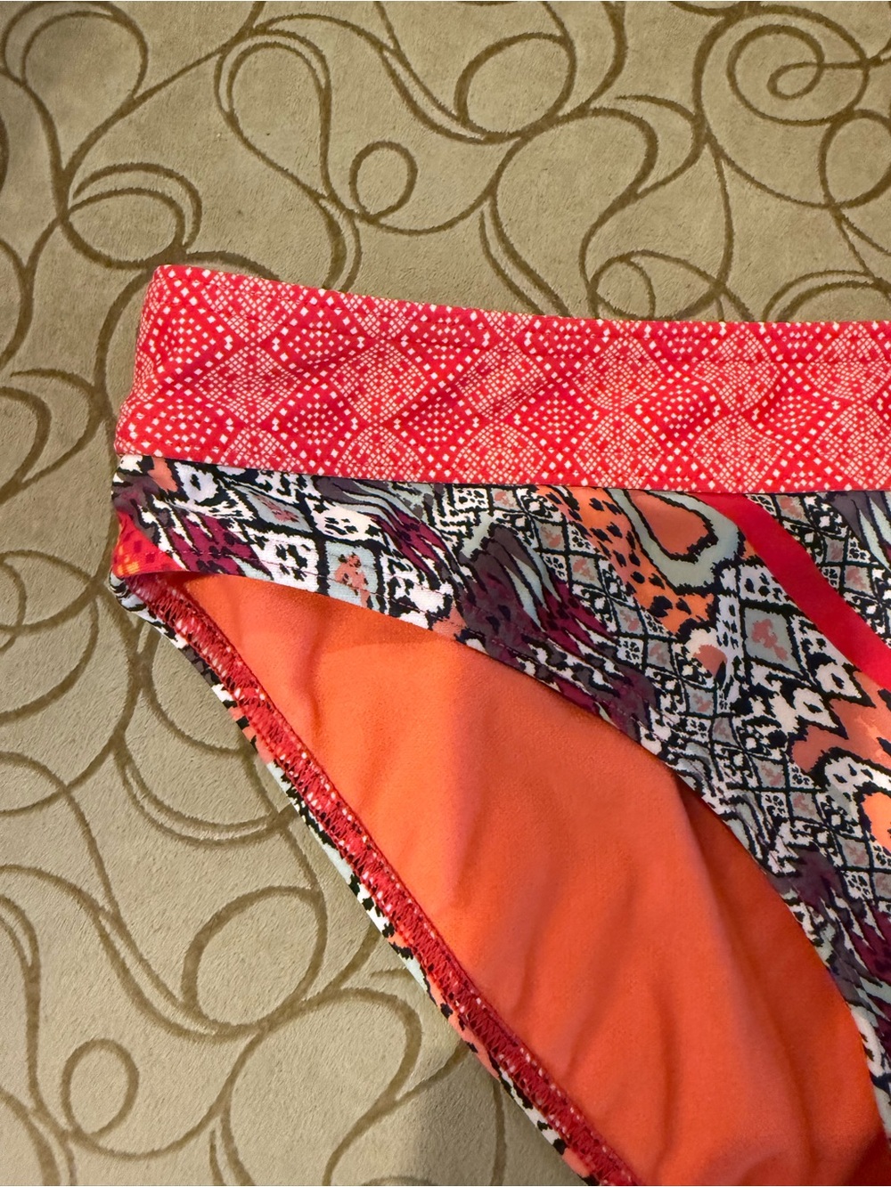 Prana Red and Orange Printed Tankini Set Medium - Picture 11 of 16